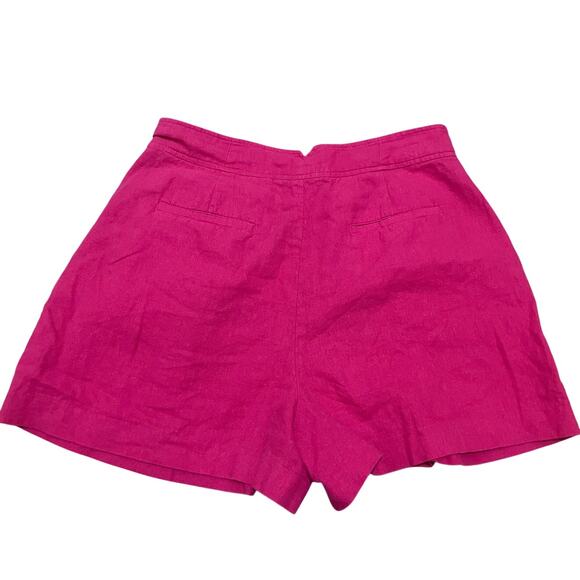 JASON WU Womens 12 Pleated Pink Fuchsia Linen Blend Lightweight High Rise Shorts - Picture 5 of 5